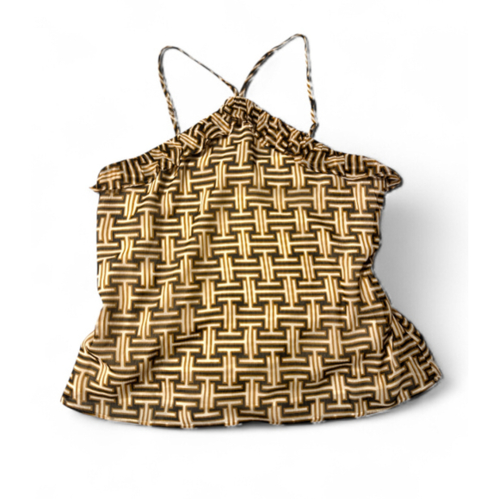 Express Geometric Halter Camisole Top Size L Brown Tan